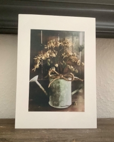 Fotodruck, Fotografie von echten gepressten Blüten der Schirm-Aster, Pflanzen, Wiesenblumen, Landhausstil, Vintage - Handarbeit kaufen