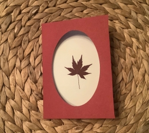 Passepartoutkarte, Grußkarte mit echten Blüten - Rotes Ahornblatt - - Handarbeit kaufen