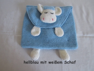 gehhäkelte Schlafanzugtasche mit Schaf, auch als Kissenhülle verwendbar