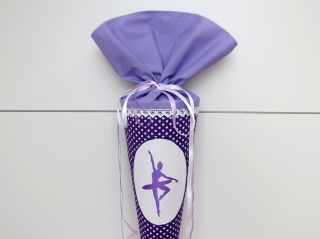 Schultüte aus Stoff Ballerina in lila weiß Zuckertüte für Mädchen  