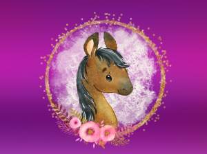 Canvas Panel DIY Nähset Turnbeutel Happy Horse lila Happy Pearl Eigenproduktion + eBook 