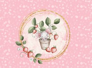 Jersey Panel Erdbeermaus Maus im Blumentopf Happy Pearl Eigenproduktion