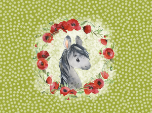 Canvas Panel DIY Nähset Turnbeutel Happy Horse Kopf Poppy Love Happy Pearl Eigenproduktion + eBook 