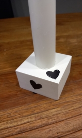 schlichter weißer Kerzenhalter / Stabkerzenhalter / Kerzenständer weiß quadratisch