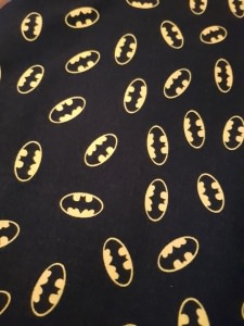 Baumwoll-Jersey Batman gelb auf schwarz Fledermaus Kinderstoff, Mädchen