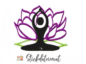 Stickdatei Namaste, Yoga Stickvorlage, Lotusblüte Stickdatei in 3 Größen, Maschinensticken für Yogafreunde, Sofortdownload - Handarbeit kaufen