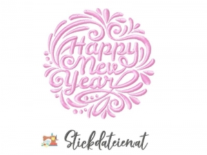 Stickdatei Neujahr, Stickvorlage Silvester, Stickdatei 10x10, Maschinensticken, Sofortdownload, Stickdatei happy new year