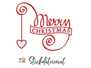 Stickdatei Merry Christmas, Stickvorlage frohe Weihnachten, Stickdatei in 3 Größen, Maschinensticken, Sofortdownload Weihnachtsmotiv - Handarbeit kaufen