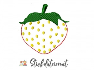 Stickdatei Erdbeere, Applikation 10x10, digitale Stickvorlage Erdbeere - Handarbeit kaufen