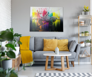  Kostenlose Lieferung Einzigartiges abstraktes Gemälde in leuchtenden Farben 60cm x 80cm - Handarbeit kaufen