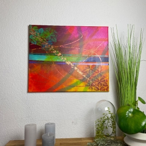 Lieferung kostenlos Einzigartiges abstraktes Gemälde in Orange 60cm x 50cm - Handarbeit kaufen