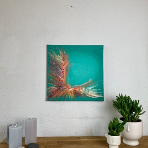 ❤ Einzigartiges abstraktes Gemälde in leuchtenden Farben 40cm x 40cm ❤ - Handarbeit kaufen