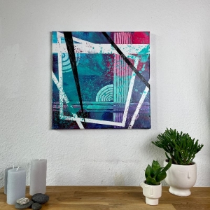 ❤ Einzigartiges abstraktes Gemälde in leuchtenden Farben 50cm x 50cm ❤