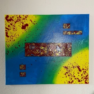 ❤ Einzigartiges abstraktes Gemälde in leuchtenden Farben 50cm x 60cm ❤  - Handarbeit kaufen