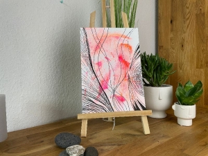 ❤ Einzigartiges abstraktes Gemälde in leuchtenden Farben im A4 Format. Abstraktes Acrylgemälde auf Papier für eine individuelle Inneneinrichtung. - Handarbeit kaufen