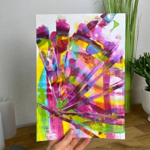 ❤ Einzigartiges abstraktes Gemälde in leuchtenden Farben im A4 Format. Abstrakte Acrylmalerei auf Papier für eine schöne Inneneinrichtung. 
