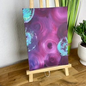 ❤ Einzigartiges abstraktes Gemälde in lila und türkis mit lichtechten Künstler acrylfarben von Hand auf Papier gemalt. Ein schönes Bild für eine individuelle Inneneinrichtung.
