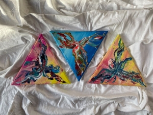 ❤️ Wunderschönes 3er Set ?Versand kostenlos Drei Dreiecke im set abstraktes Gemälde handgemalt ❤️ - Handarbeit kaufen