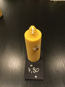 Bienenwachskerze Langstroht Mittel, 5 x 16,5 cm gerollt aus 100% reinem Bienenwachs