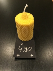 Bienenwachskerze Zander Dick, 6 x 10 cm gerollt aus 100% reinem Bienenwachs