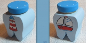 Milchzahndose Leuchtturm und Segelboot  Zahndose für Milchzähne  