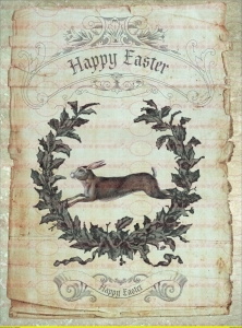Bügelbild Shabby Nostalgie Ostern Ei Eier Hase Easter auf A4 NO. 1425 Vintage
