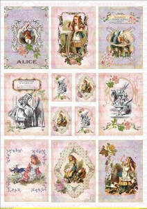 12 Alice im Wunderland Bügelbilder auf A4 NO. 979 Nostalgie pur