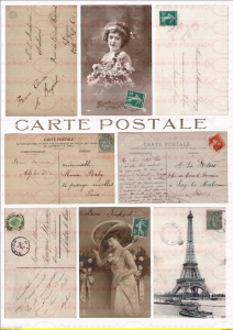   Shabby Vintage 8 Bügelbilder Post Cards NO. 517