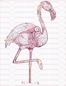 Bügelbild Rosa Vogel Flamingo Sommer Chic Shabby Vintage A4 NO. 1621