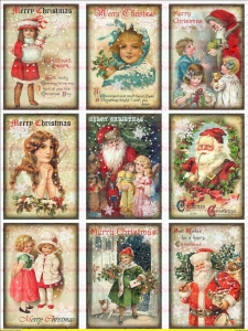 Bügelbilder Shabby Weihnachten Weihnachtsmann Postkarte NO. 880 Vintage