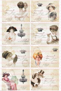 Paris Frau Krone Crown Postkarte Vogel Hut french auf A4 NO. 1016 Vintage 