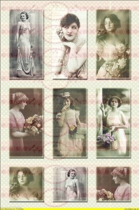 Shabby Vintage Bügelbilder Ladys Frauen Paris NO. 416
