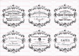 Bügelbild Shabby Kakao Kaffee french Paris Cafe Chic Antik 1546 A4 