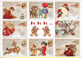  9 Vintage Weihnachten Santa Bügelbilder auf A4 NO. 978 Nostalgie pur