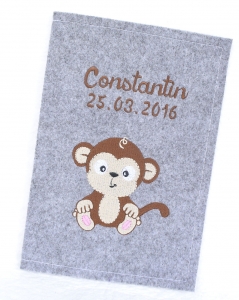 U-Hefthülle - Baby Affe - Umschlag Untersuchungsheft Hülle U-Heft Filz