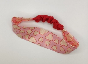 Haarband für Kinder und Erwachsene aus Baumwolle mit Herzen in rosa rot 