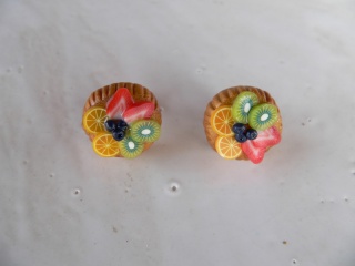 Ohrstecker Mini Obst Törtchen Ohrringe Ohrschmuck modelliert aus Fimo 357.180812.121045_big2