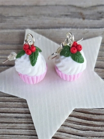  Ohrhänger Cupcake rosa aus Fimo Ohrringe handmodelliert aus Polymer Clay