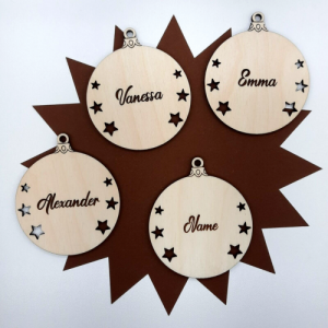 Geschenkanhänger Personalisiert Weihnachten Holz Glaskugelform Advent Geschenk Anhänger   - Handarbeit kaufen