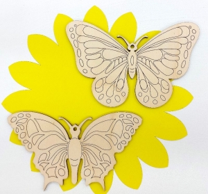 Schmetterling 2x aus Birkenholz zum Basteln Verzieren Dekorieren Gestalten für Blumenarrangement Blumendeko Schmetterlingsaufhänger - Handarbeit kaufen