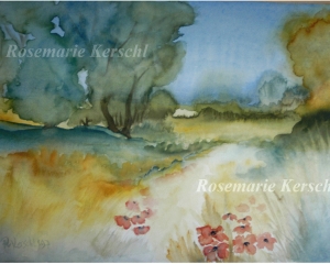 Original Aquarell ♡Wiese Wald und wilder Mohn♡ handgemalt 3615.181009.074001_k-210dlandschaftmitmohn34x47aquarell