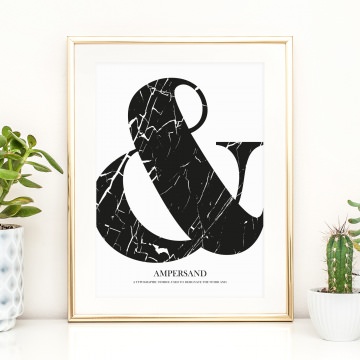 Poster, Kunstdruck im skandinavischen Stil, Wandbild, Typografie: Ampersand im Marmorlook
