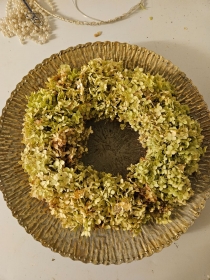 Trockenblumenkranz Hortensien. Blattgold 35cm fachgerecht gewickelt, 100% Natur  - Handarbeit kaufen