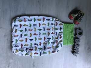 Pucksack Schlafsack Fußsack Baby  gefüttert  Autos - weiß - Handarbeit kaufen