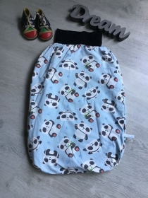 Pucksack Schlafsack Fußsack Baby  ungefüttert - Panda hellblau - Handarbeit kaufen
