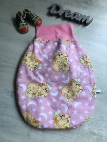 Pucksack Schlafsack Fußsack Baby  ungefüttert - Bärchen rosa - Handarbeit kaufen