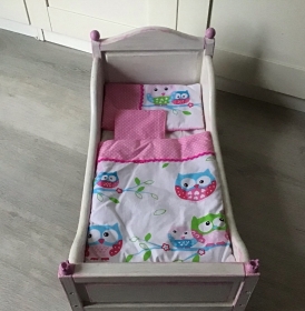 3teilige Puppenbettwäsche Bettwäsche  Puppenmutter  Geschenk - Eulen  - Handarbeit kaufen