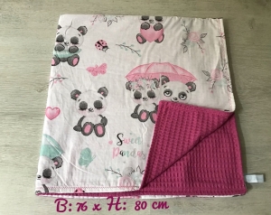 Babydecke  ❤️ Decke ❤️ mit Waffelpique ❤️ Geschenk ❤️ Unikate  -Pandas Rose - Handarbeit kaufen