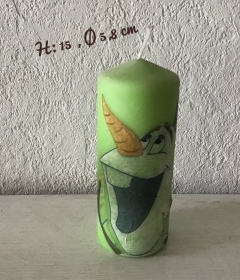 Kerze grün ♥ 15 cm ♥ Kinderkerze ♥ Geburtstag ♥ angestaubt ♥ Unikat - Olaf