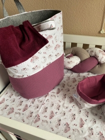 6 tlg Babyzimmer Set  ❤️ Bettwäsche  ❤️ Bettschlange geflochten  ❤️ Utensilos ❤️ Wäsche-/Spielzeugkorb  - Handarbeit kaufen